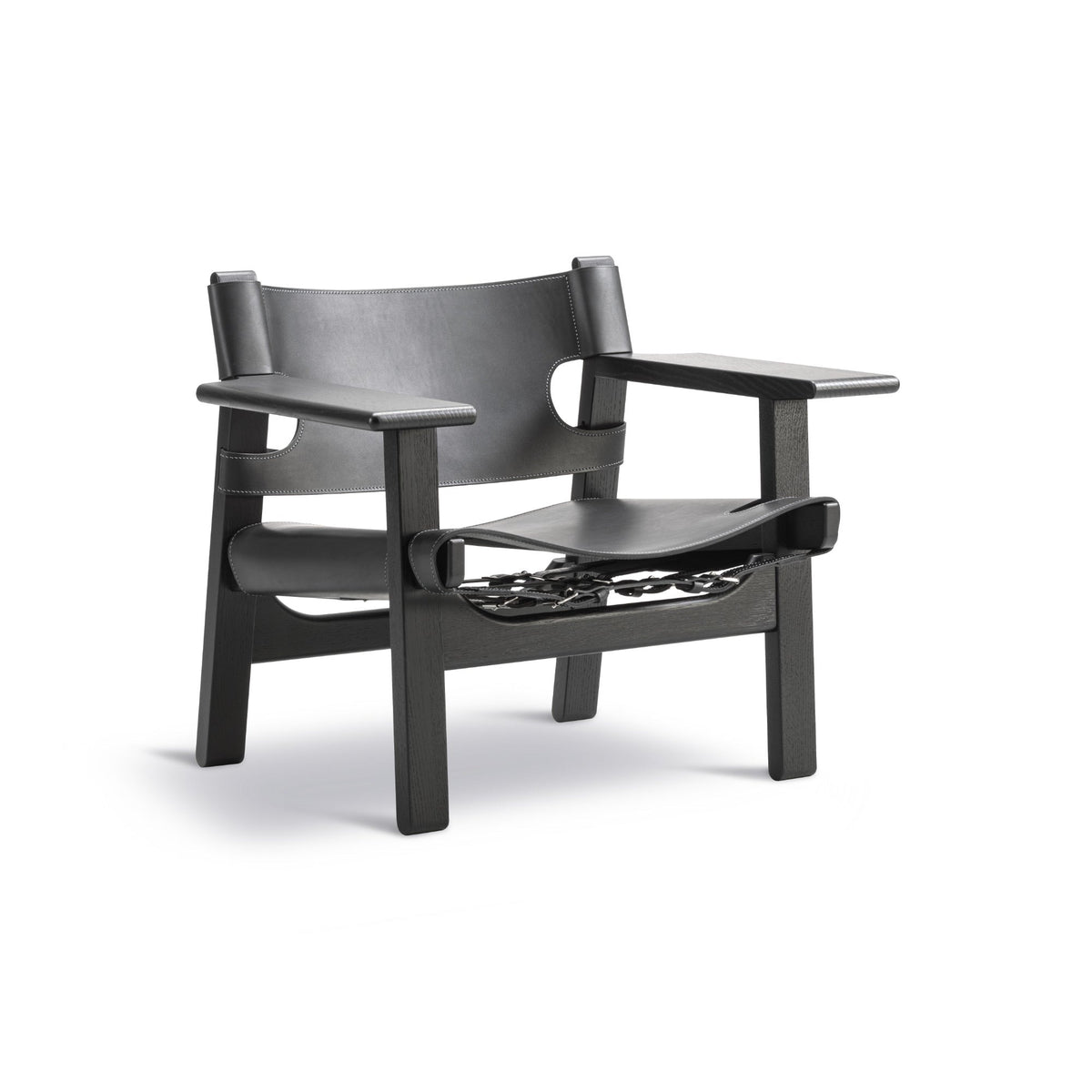 The Spanish Chair Armchair – 82.5x67 / Wood (Oak Black Lacquered) / Leather (Saddle Black)-1