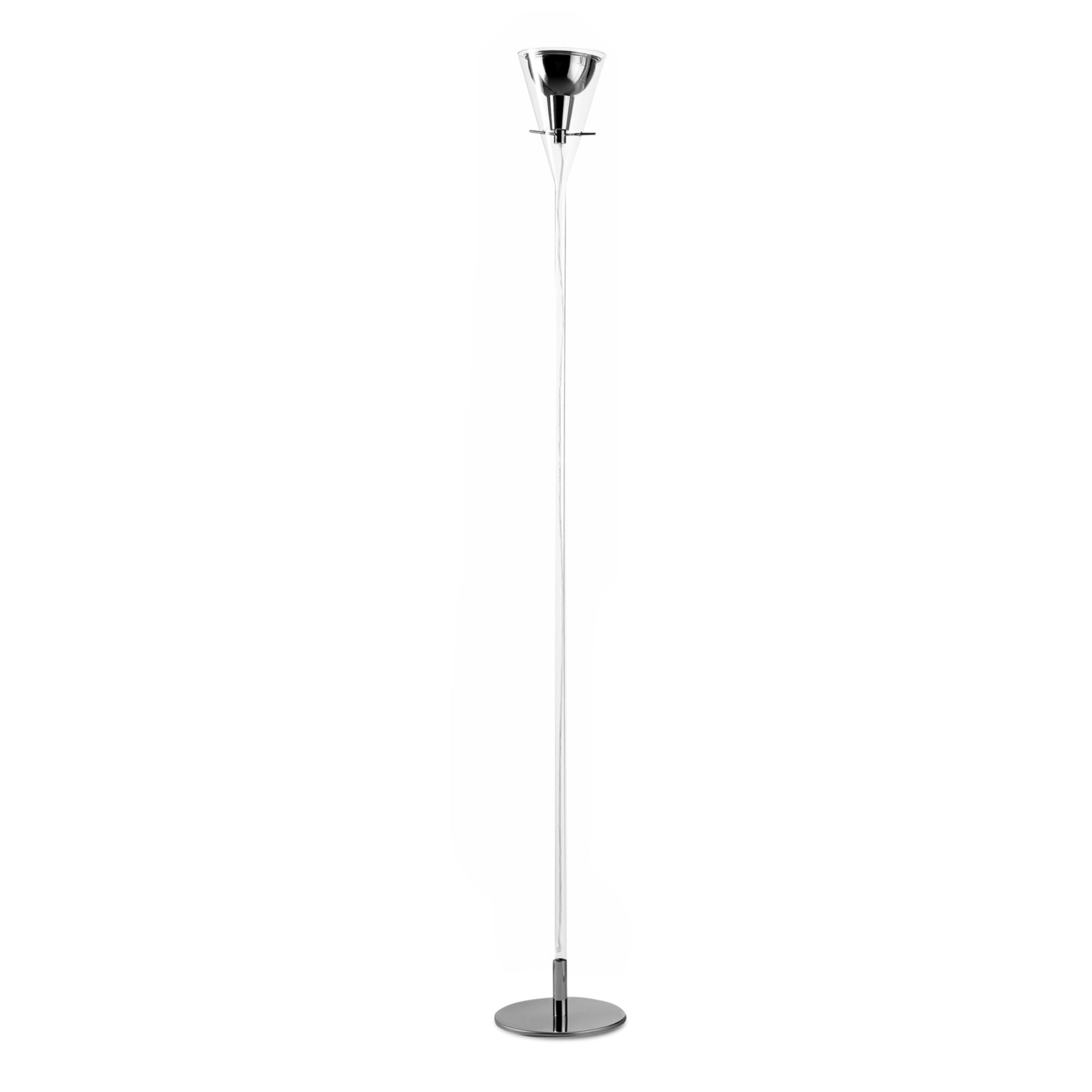 مصباح أرضي متوسط ​​فلوت - شفاف/كروم