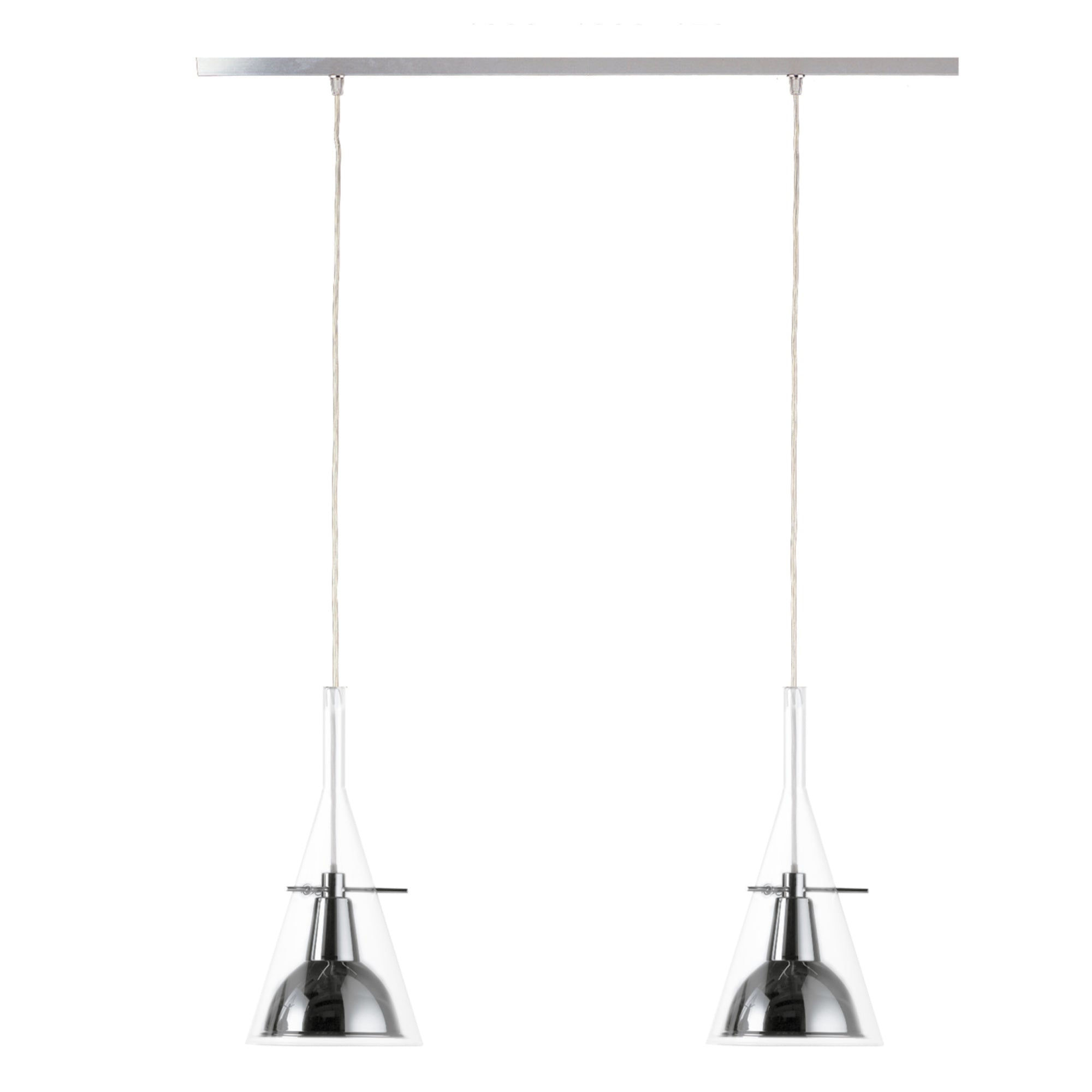 مصباح معلق متوسط ​​فلوت - شفاف/كروم