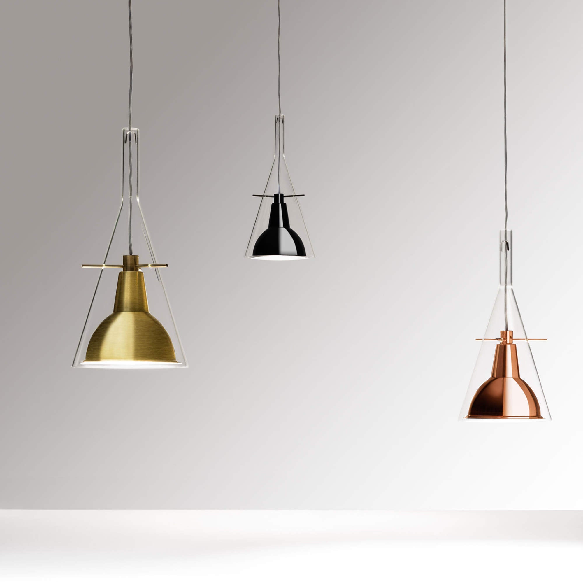 Flute Small Pendant Lamp - Clear/Black-2