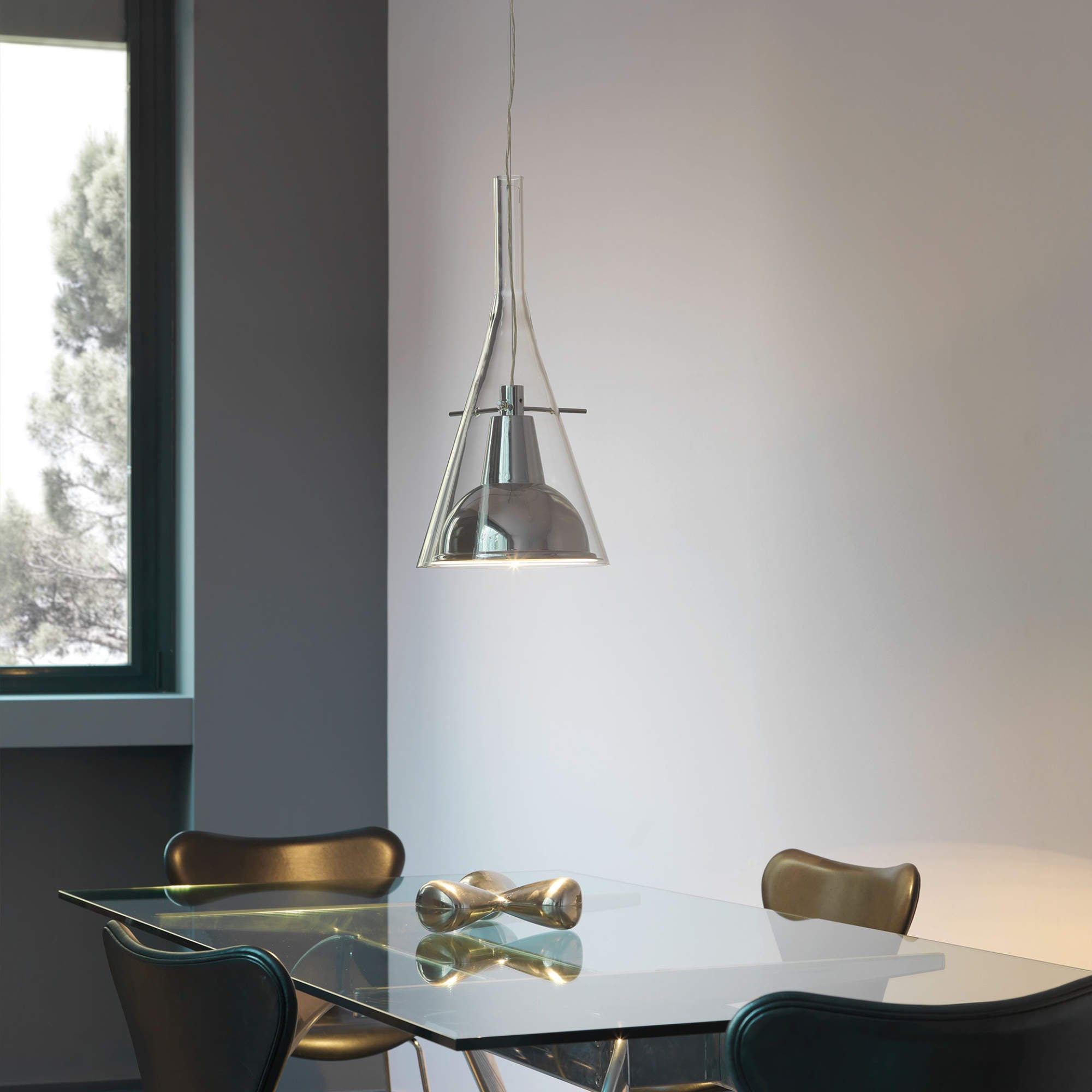 Flute XXL Pendant  Lamp - Clear/Chrome-2