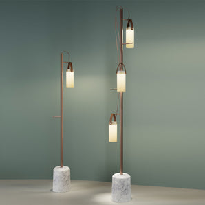 Galerie Medium Floor Lamp - Rose Gold/White