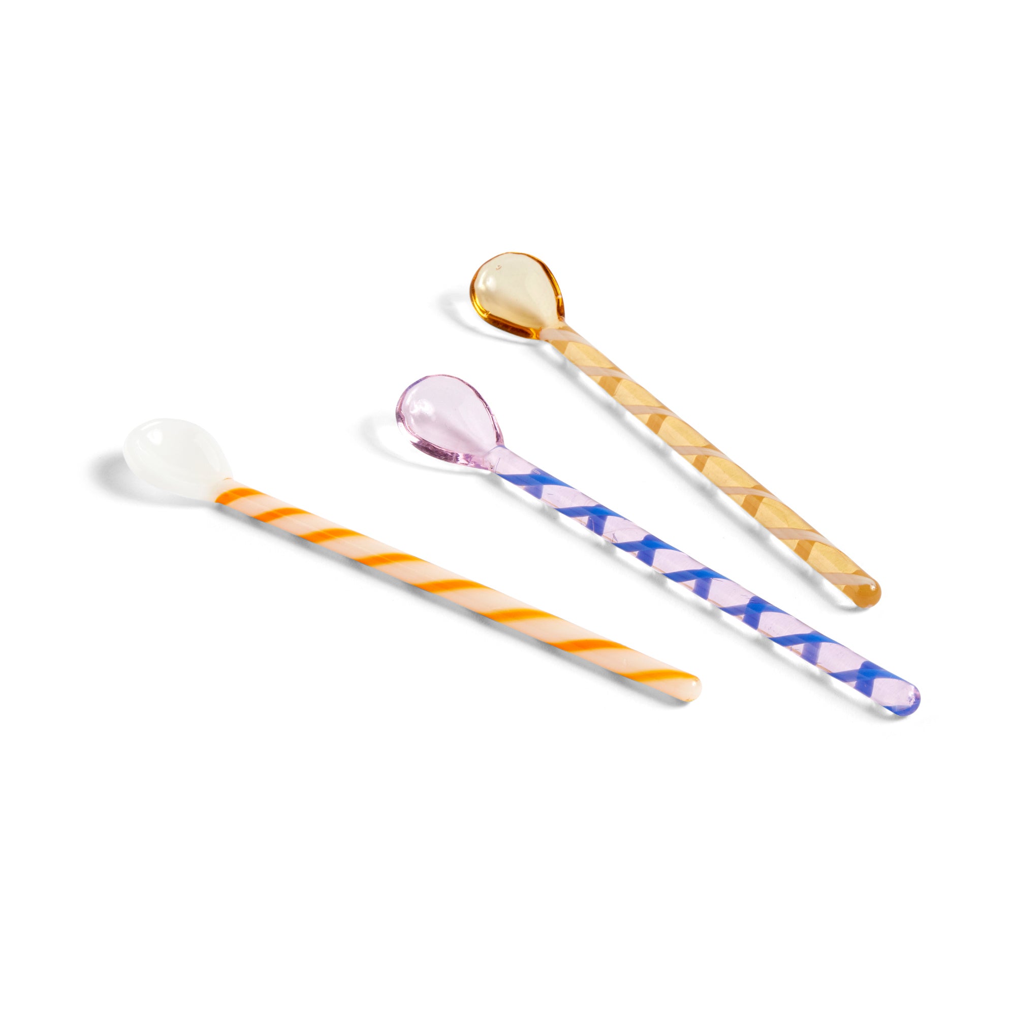 Glass Spoons Spice (Set of 3) - Amber/Light Pink/White