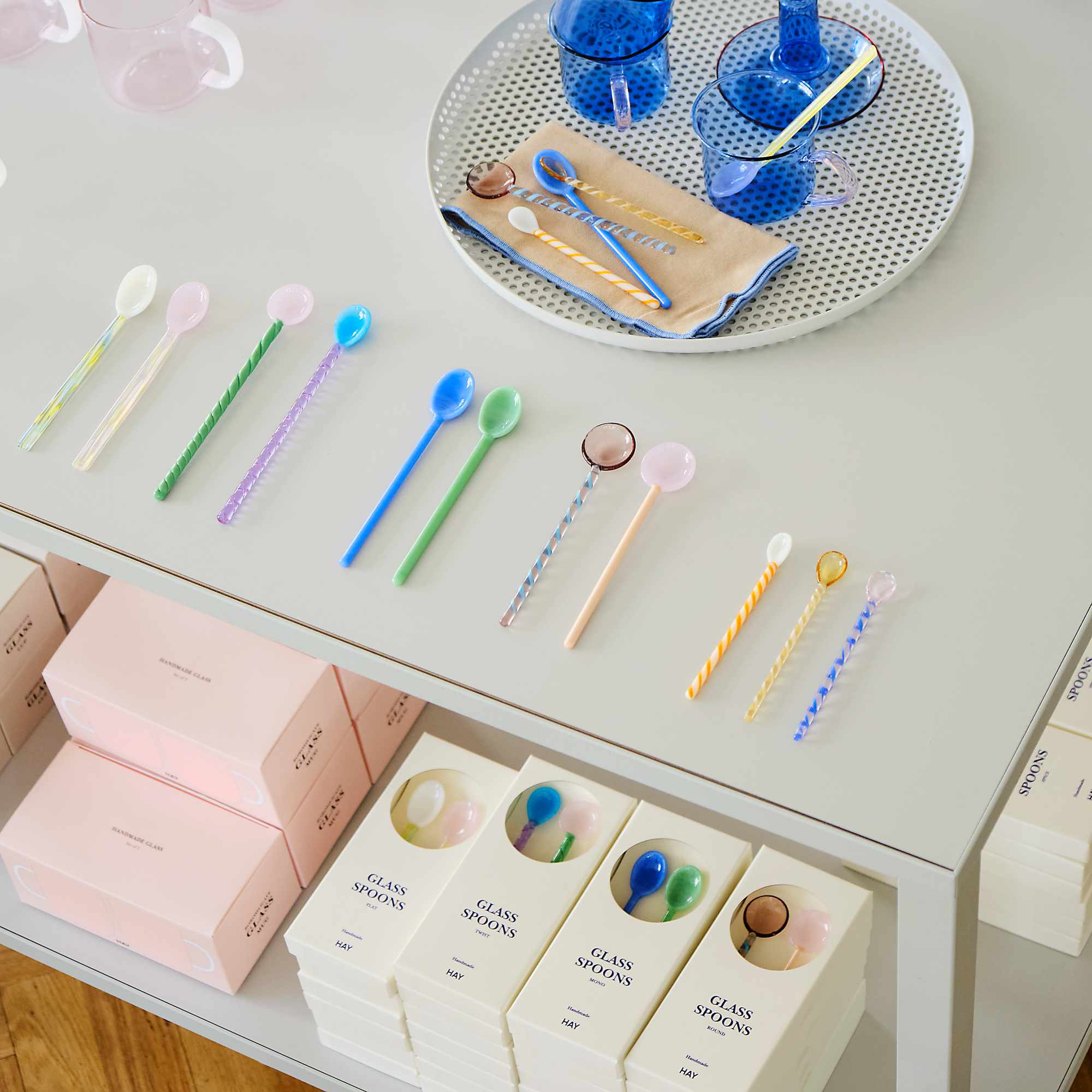 Glass Spoons Twist (Set of 2) - Turquoise/Light Pink