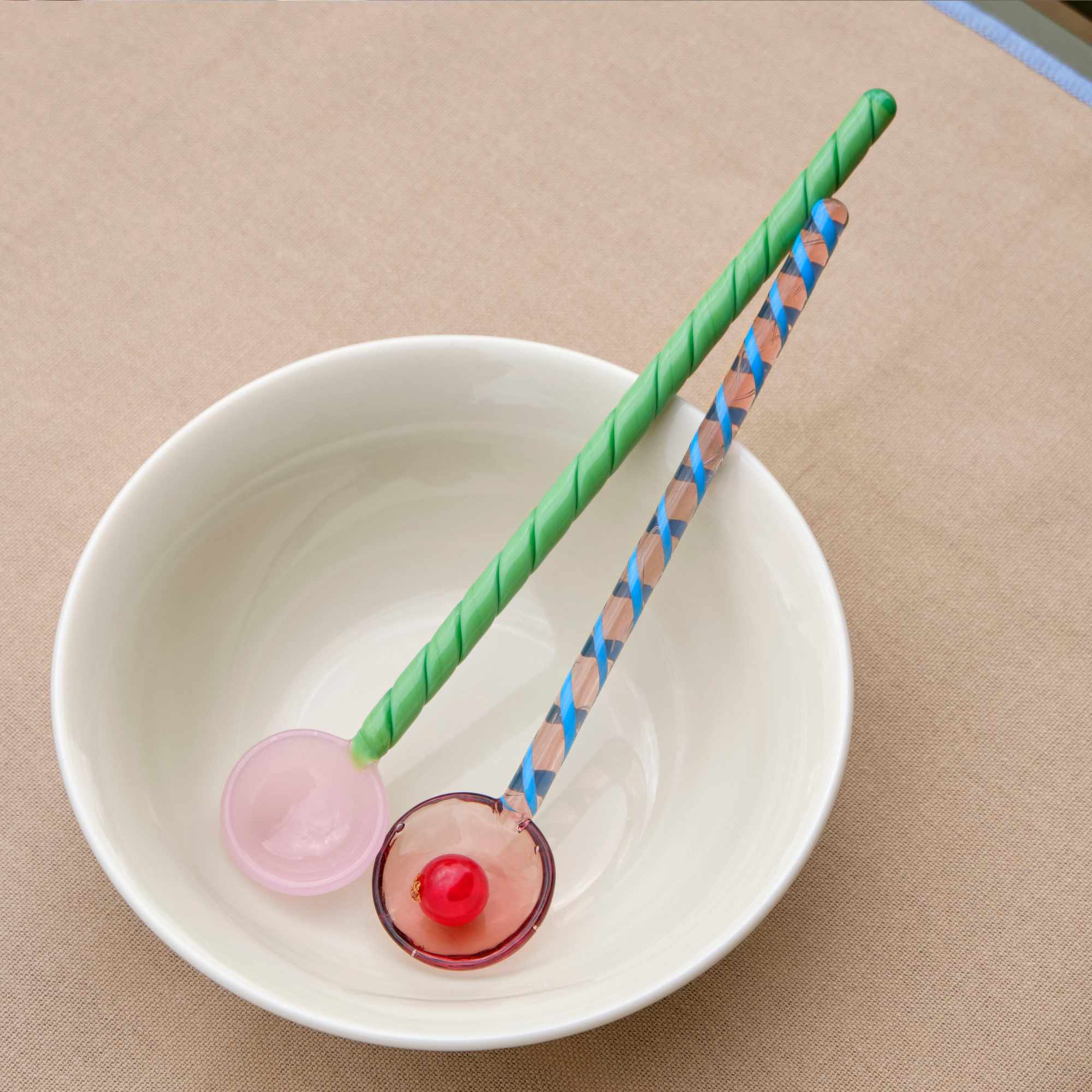 Glass Spoons Twist (Set of 2) - Aubergine/Light Pink-5