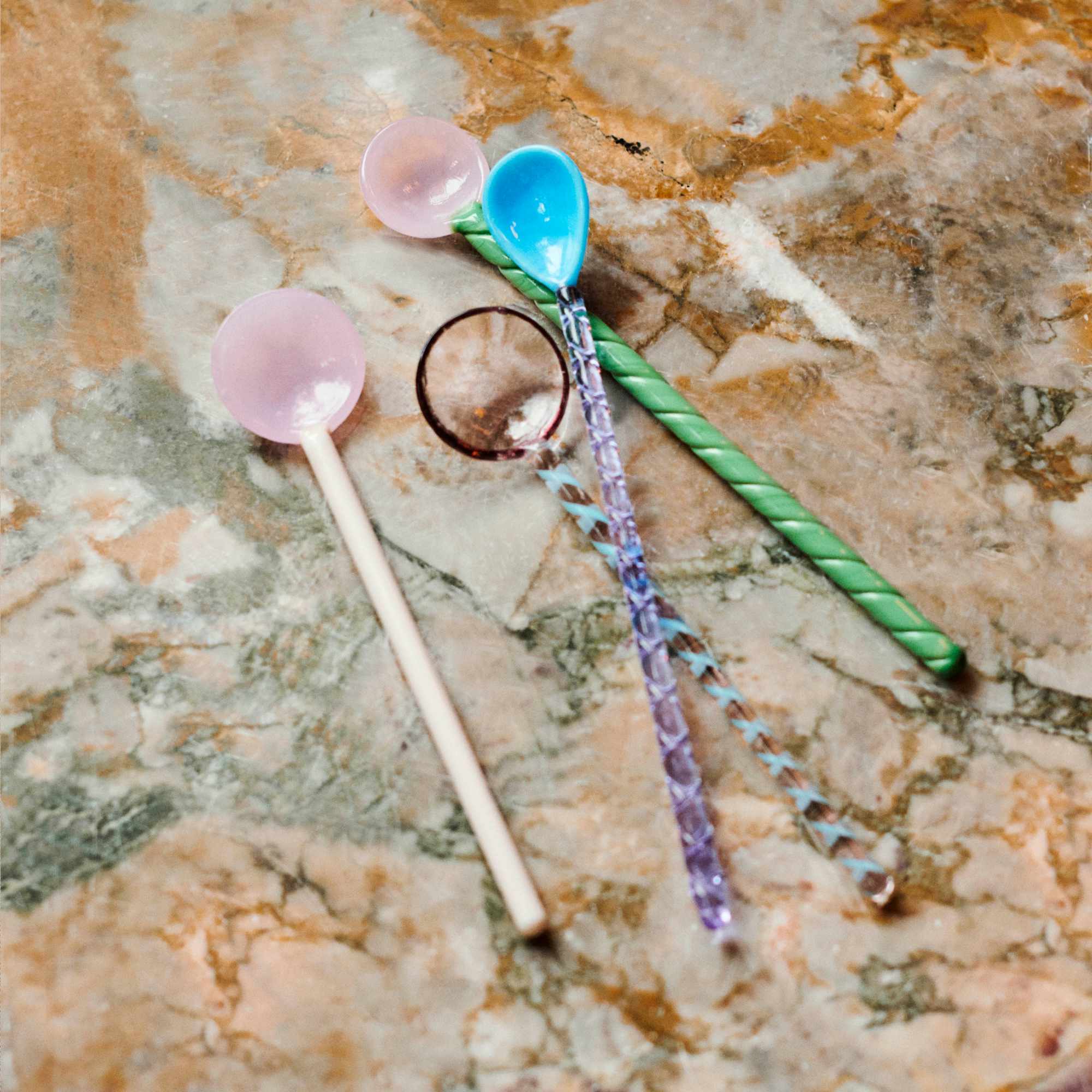 Glass Spoons Twist (Set of 2) - Aubergine/Light Pink-6