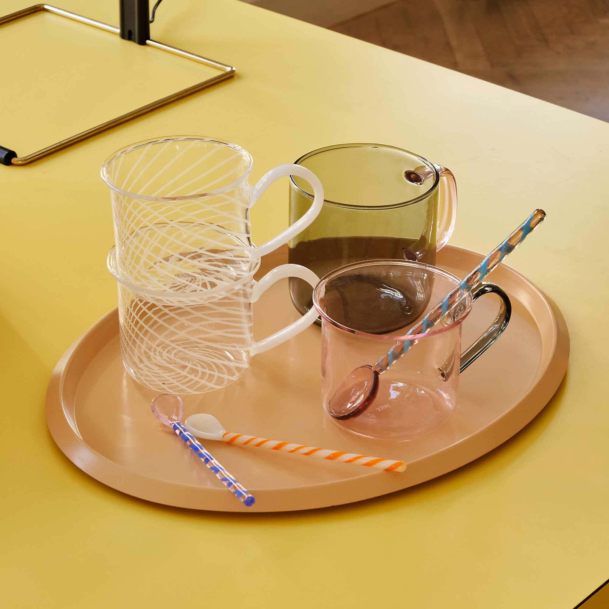 Glass Spoons Spice (Set of 3) - Amber/Light Pink/White-3