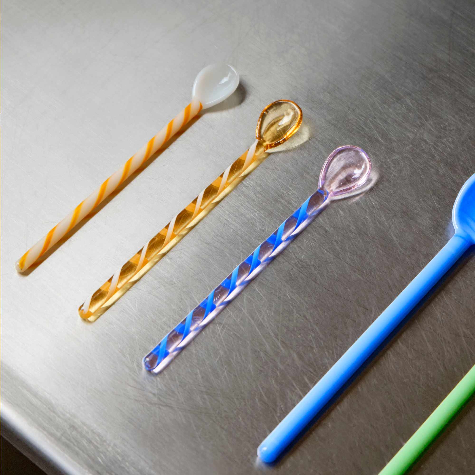 Glass Spoons Spice (Set of 3) - Amber/Light Pink/White-4