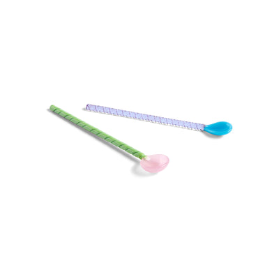 Glass Spoons Twist (Set of 2) - Turquoise/Light Pink