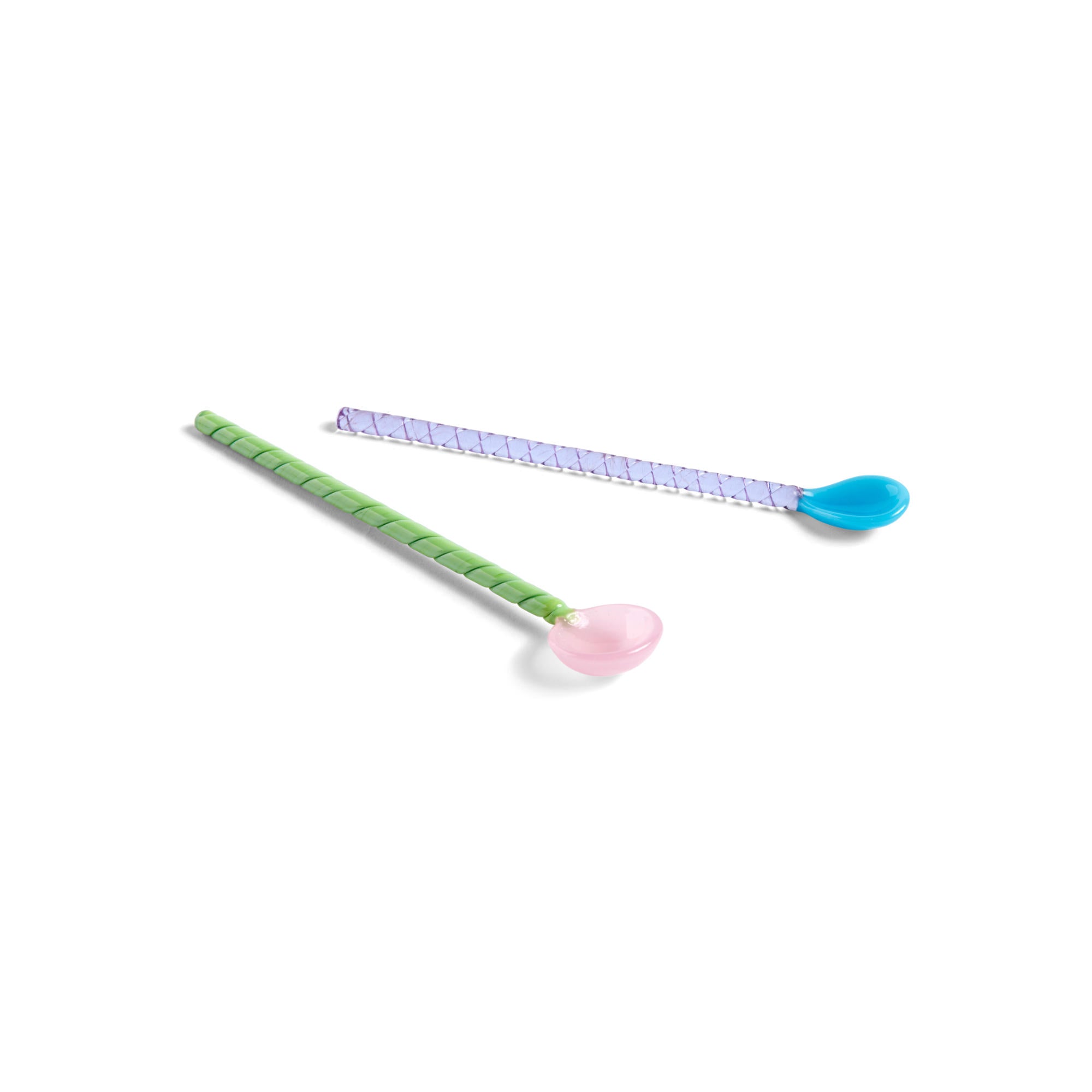 Glass Spoons Twist (Set of 2) - Turquoise/Light Pink