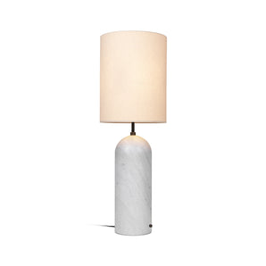 Gravity 10012264 XL High Floor Lamp - White Marble/Canvas Shade