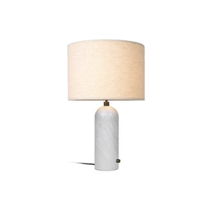 Gravity 10012329 Large Table Lamp - White Marble/Canvas Shade