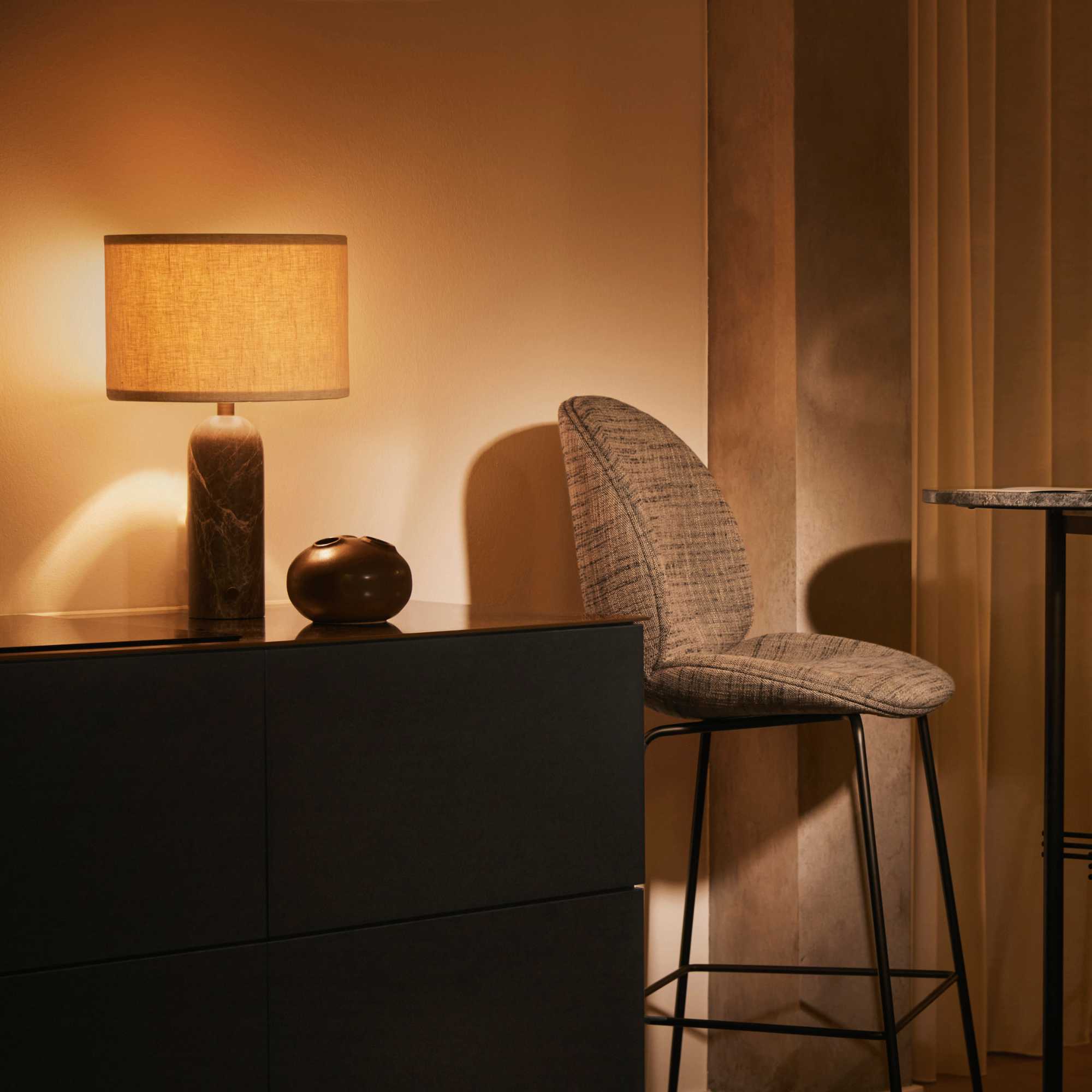 Gravity 10012322 Large Table Lamp - Grey Marble/Canvas Shade