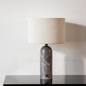 Gravity 10012345 Small Table Lamp - Grey Marble/Canvas Shade