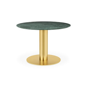 Gubi 2.0 10012743 Round Dining Table - Brass/Green Guatemala Marble