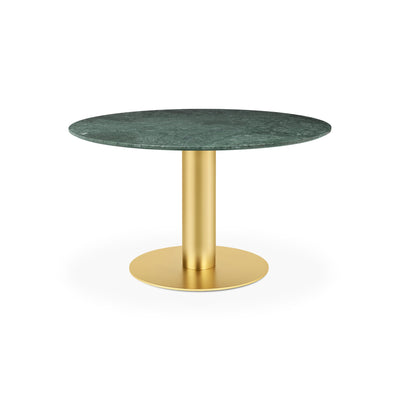 Gubi Dining Table – 130x72 / Metal (Brass) / Marble (Green Guatemala)