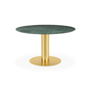 Gubi 2.0 10012779 Round Dining Table - Brass/Green Guatemala Marble