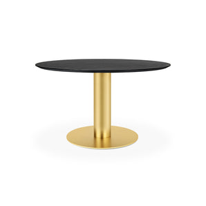 Gubi 2.0 10012781 Round Dining Table - Brass/Black Stained Ash Semi Matt Lacquered