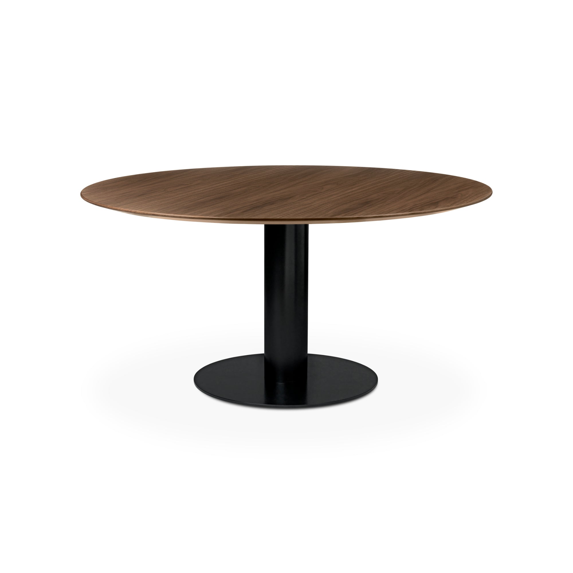 Gubi 2.0 10012792 Round Dining Table - Black/American Walnut Semi Matt Lacquered