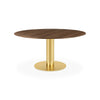 Gubi 2.0 10012804 Round Dining Table - Brass/American Walnut Semi Matt Lacquered