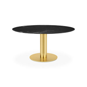 Gubi 2.0 10012806 Round Dining Table - Brass/Black Marquina Marble