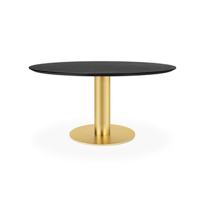 Gubi 2.0 10012807 Round Dining Table - Brass/Black Stained Ash Semi Matt Lacquered