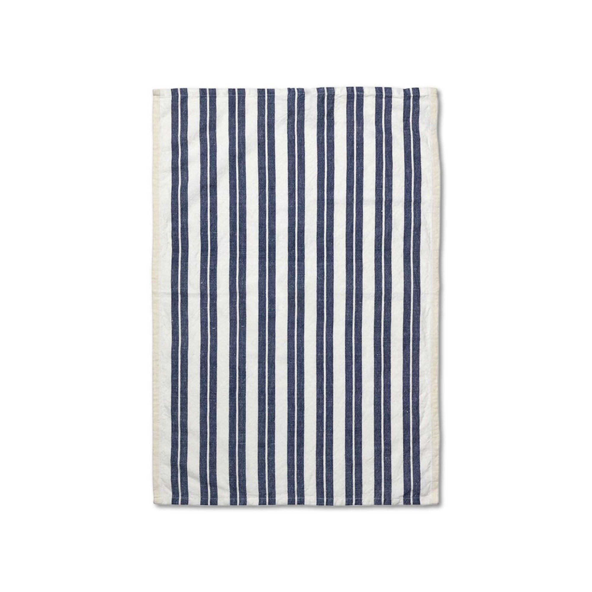 Hale Yarn Dyed Linen Tea Towels - Off-White/Blue-1