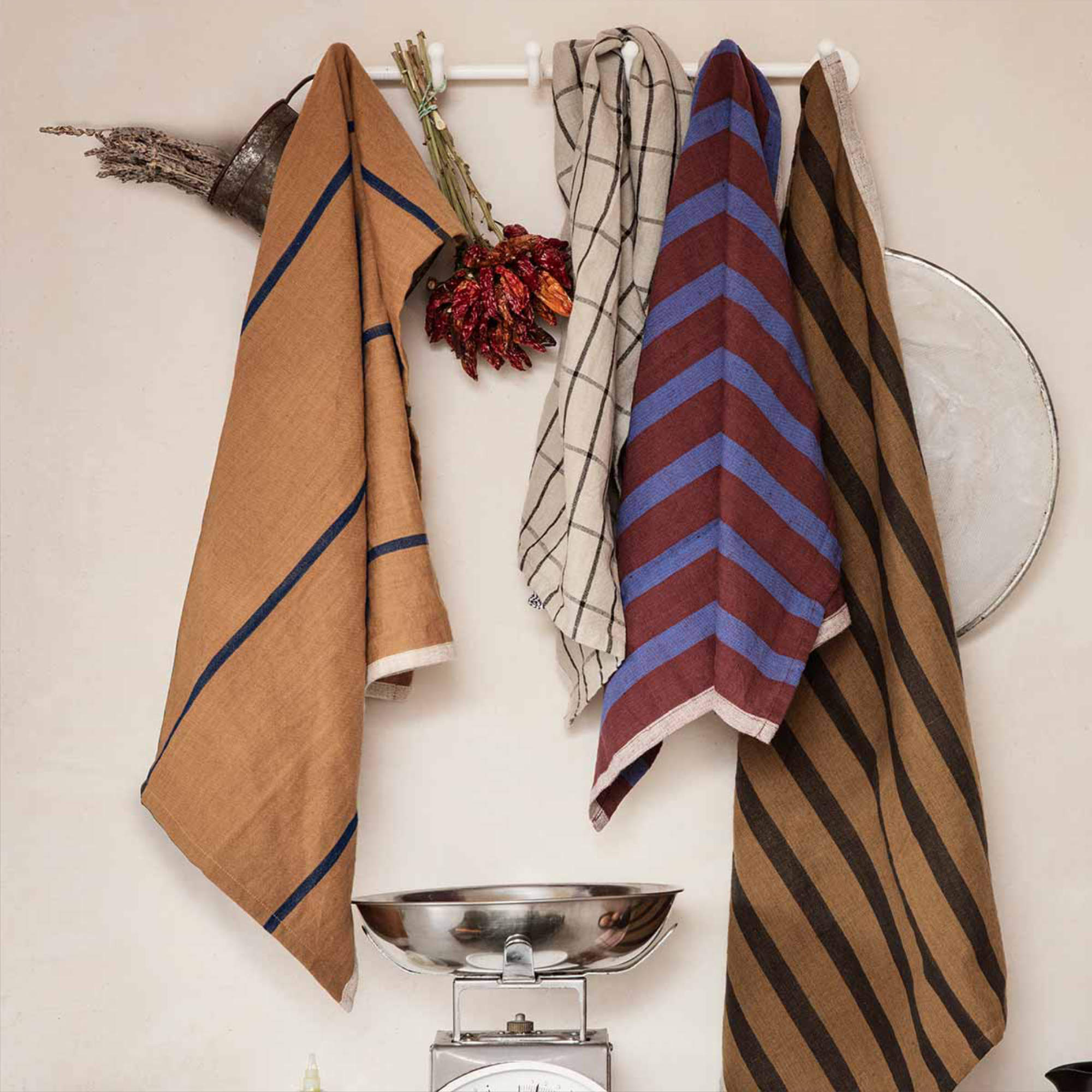 Hale Tea Towel - Mustard/Navy-2