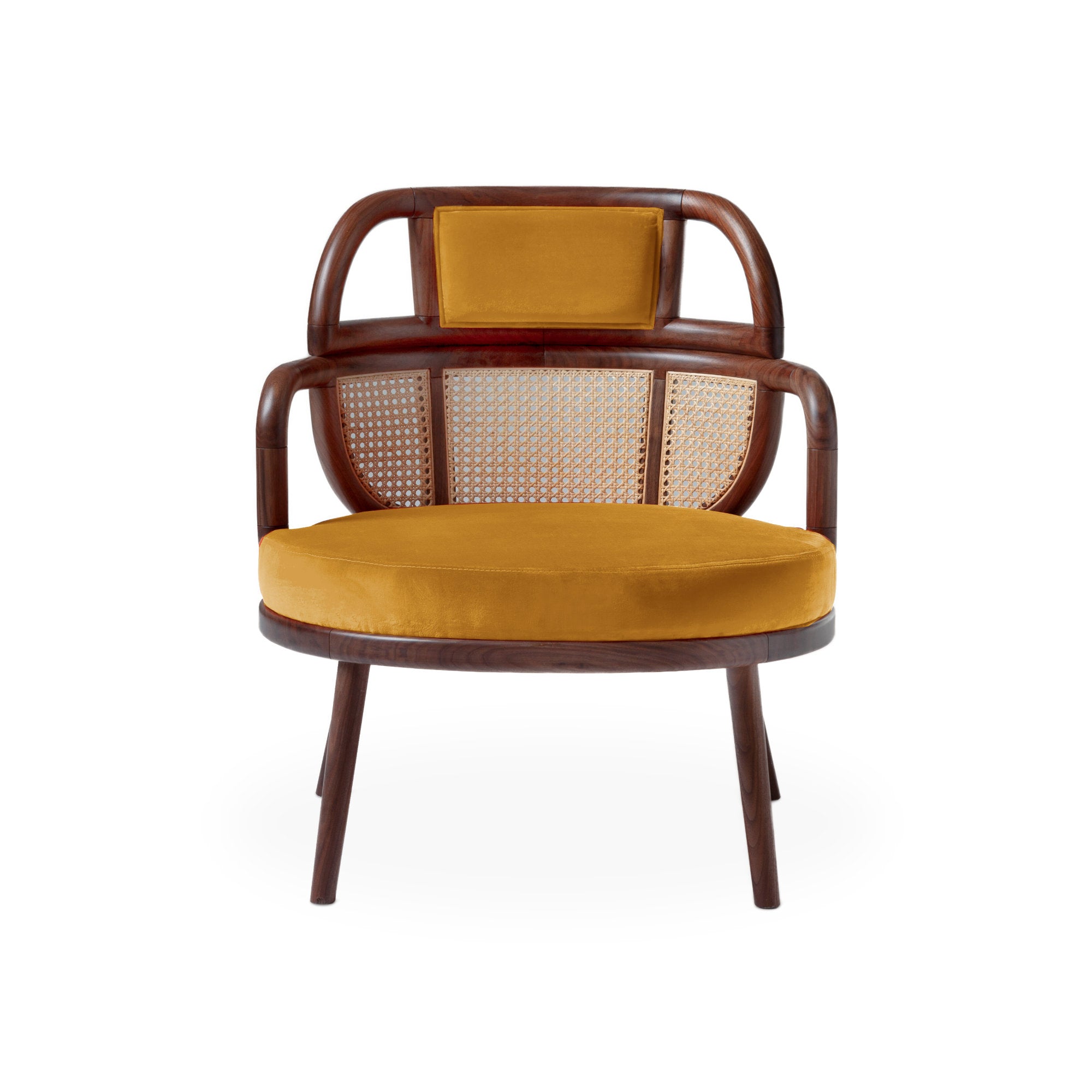 Havana Armchair - Walnut/Velvet 2 (Dijon Mustard)-1