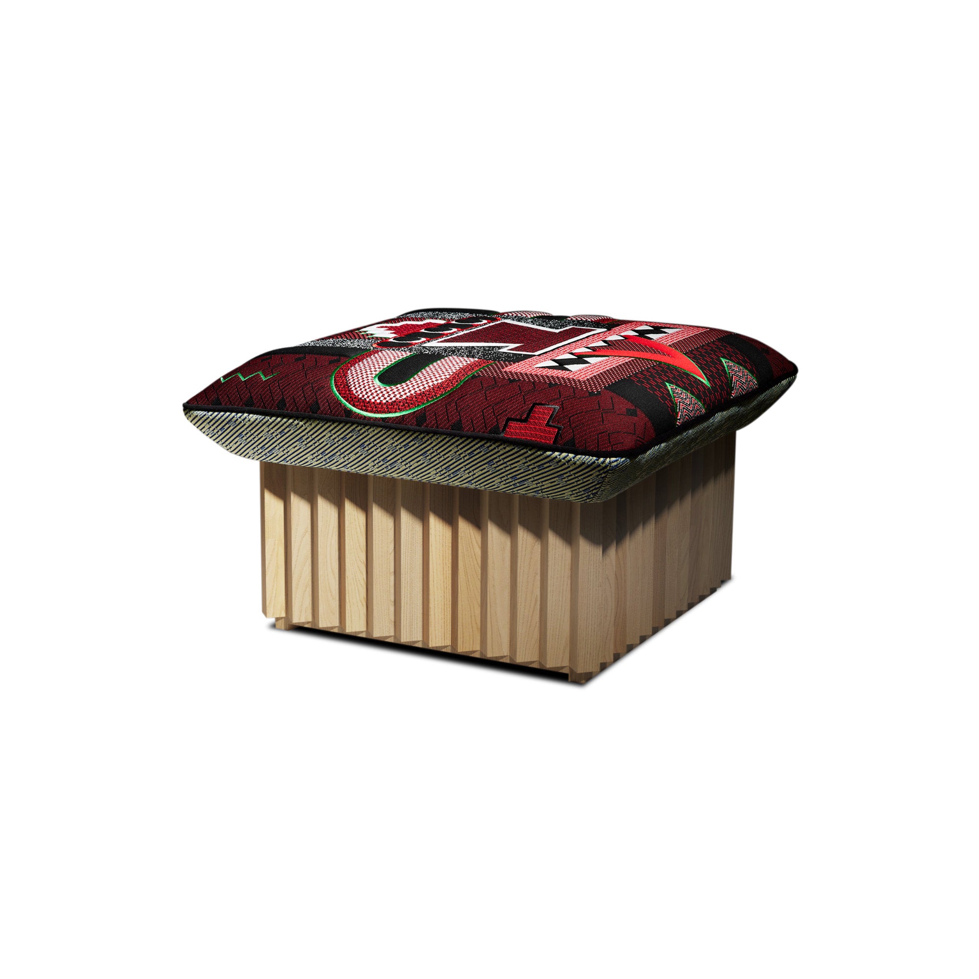 Hopi Ottoman - Ashwood/Red-1