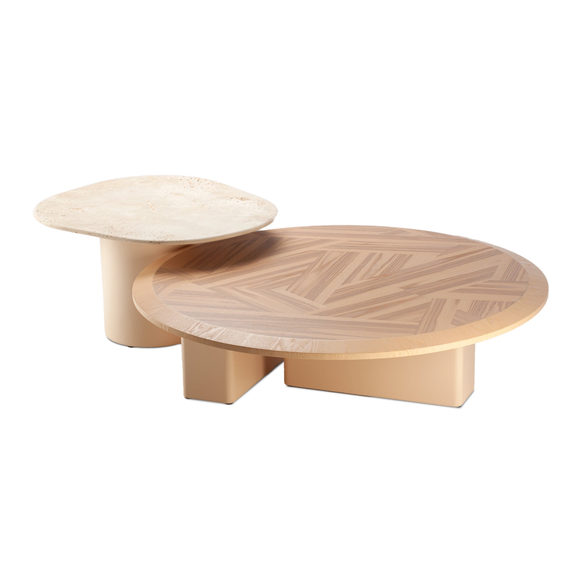 L'anamour Center and Side Coffee Table - Natural Olive Ash-1