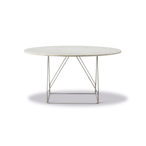 JG 6568 Dining Table - Brushed Steel/Ivory Quartzite