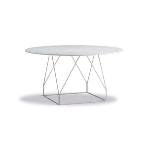 JG 6568 Dining Table - Brushed Steel/White Carrara