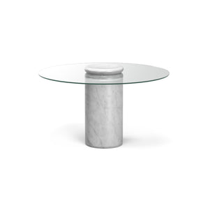 Castore Dining Table - Carrara/Clear Glass