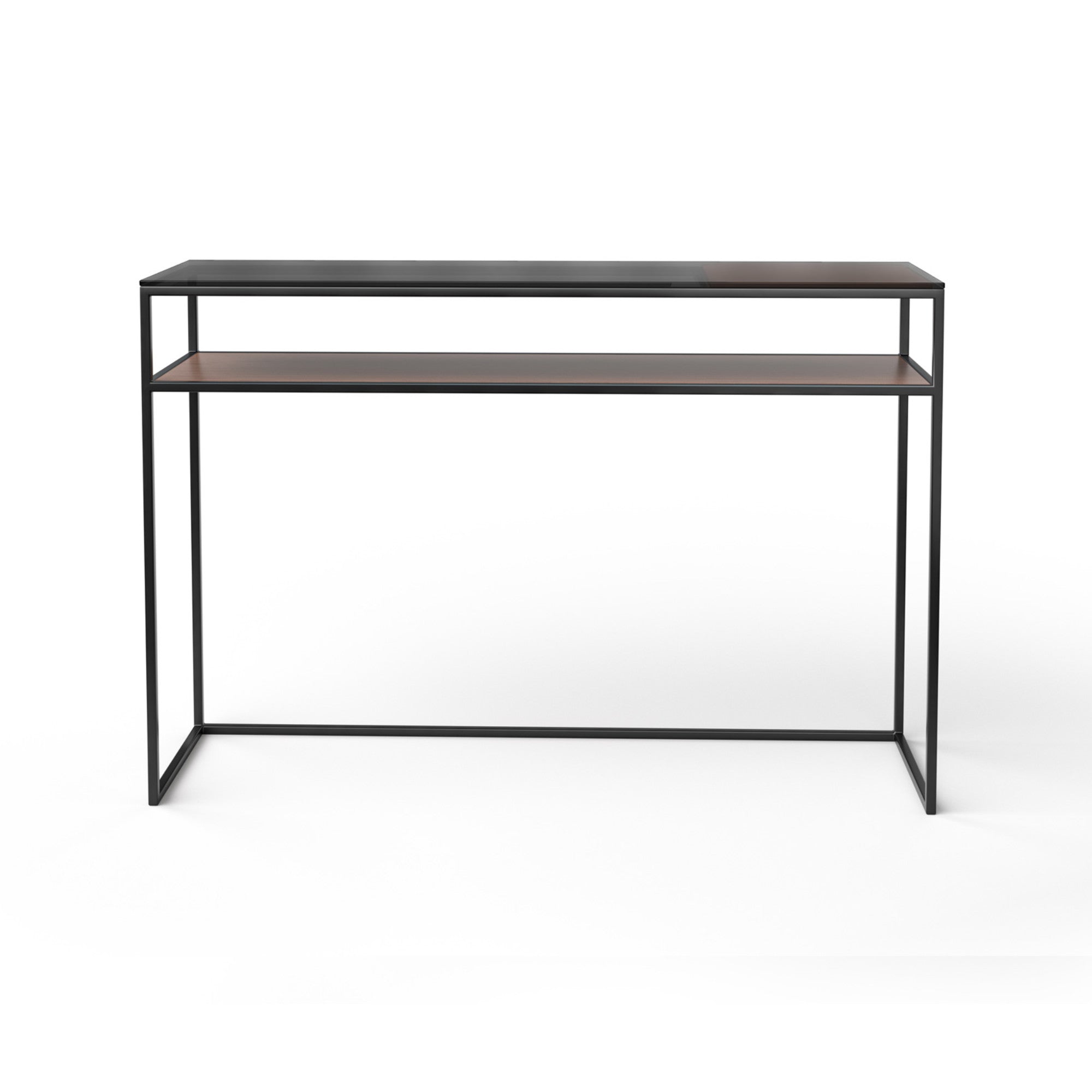 Rita 23 Console - Walnut/Smoked Grey Glass