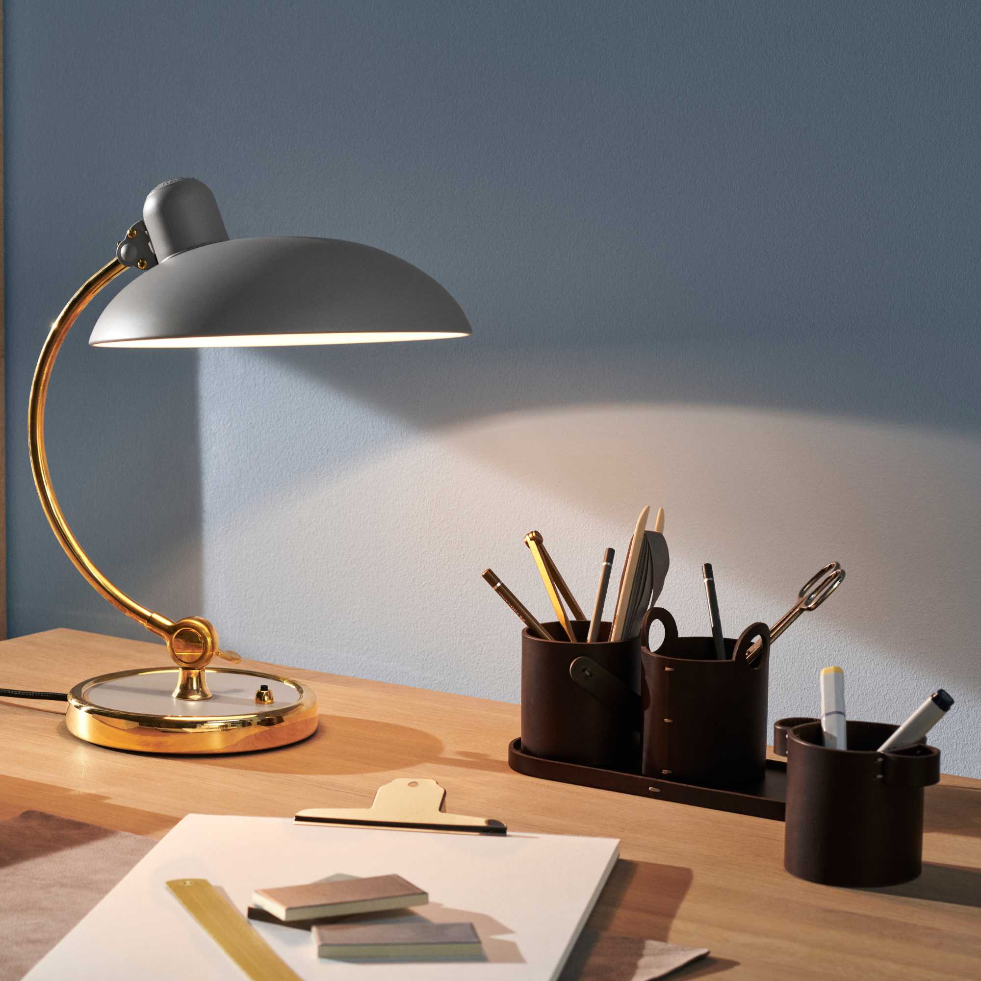 Kaiser Idell 6631-T Luxus Table Lamp - Easy Grey/Brass-3