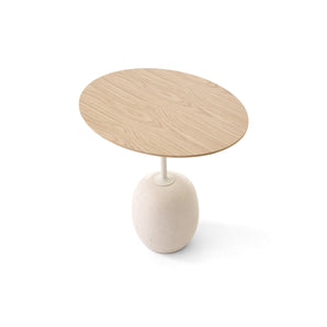Lato LN9 Side Table - Lacquered Oak/Crema Diva Marble
