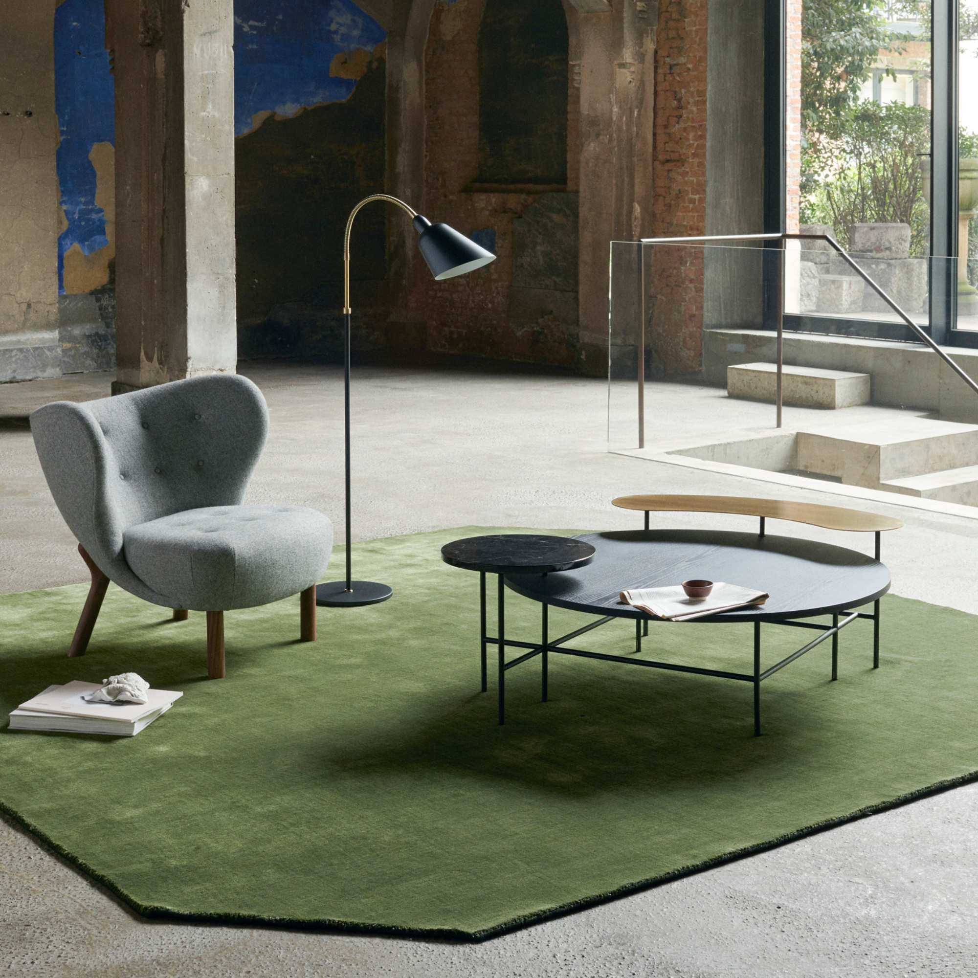 Palette JH25 Coffee Table - Brass/Marquina/Black Ash