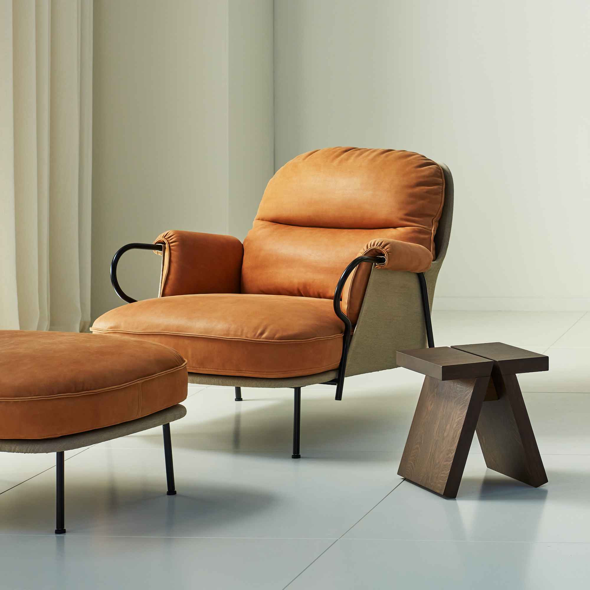 Lyra Ottoman - Leather Vintage 2 (Cognac)