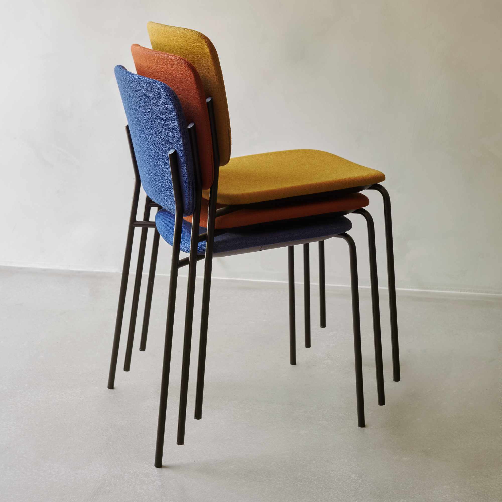 Mono Metal Base Upholstered Seat and Back Dining Chair - Fabric E (Melange Nap 461)-5