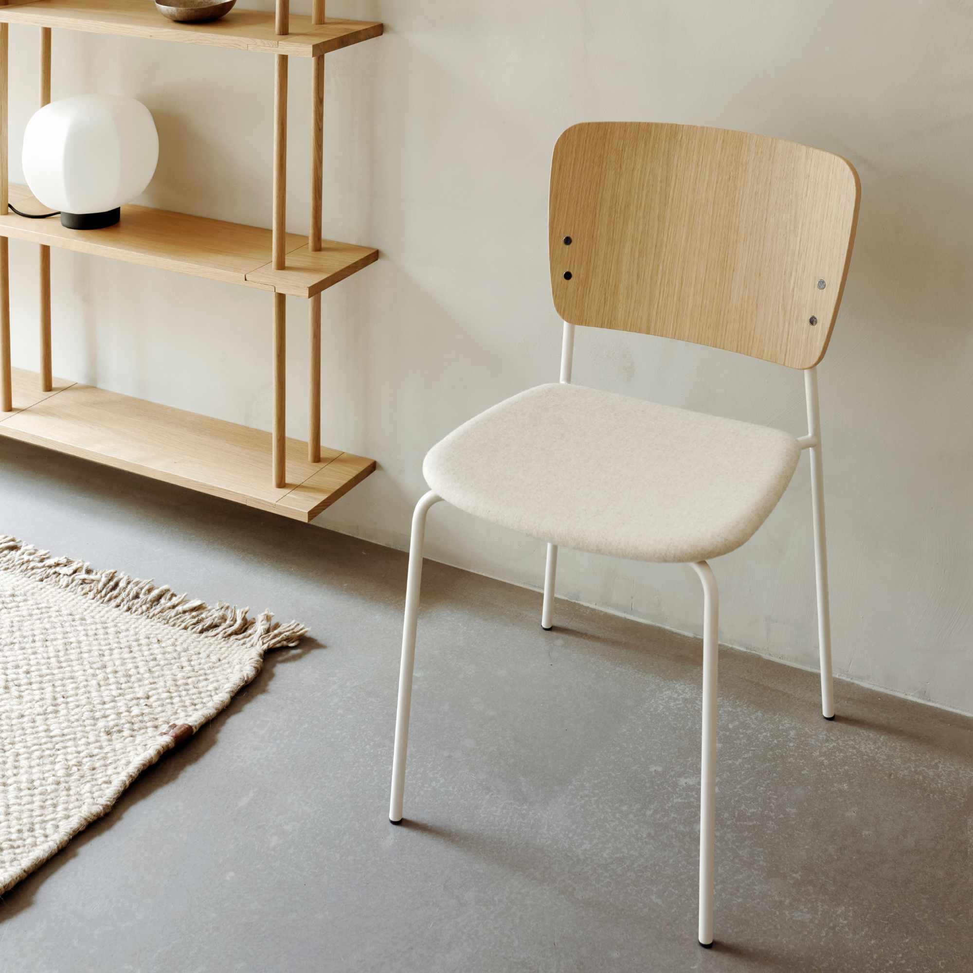 Mono Metal Base Dining Chair - Pearl White Stained Oak-3