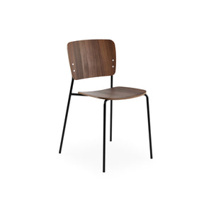 Mono Metal Base Dining Chair - Smoked Stained Oak