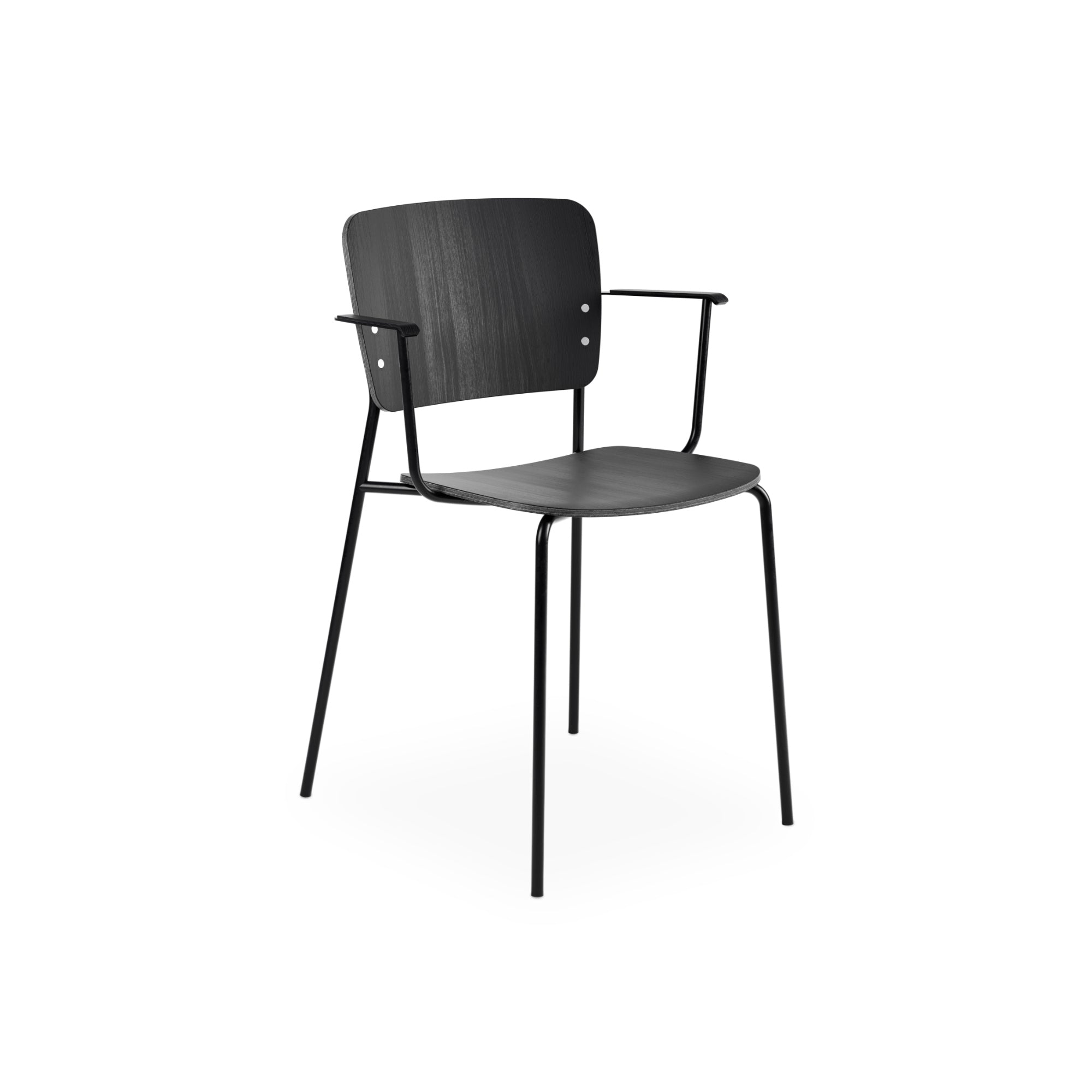 Mono Metal Base with Armrest Dining Chair - Black Stained Oak-1