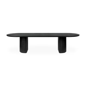 طاولة طعام بيضاوية الشكل من مون 10042408 - قشرة بني/أسود مطلية بطبقة من خشب البلوط