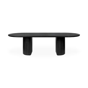 طاولة طعام بيضاوية الشكل من مون 10042409 - قشرة بني/أسود مطلية بطبقة من خشب البلوط