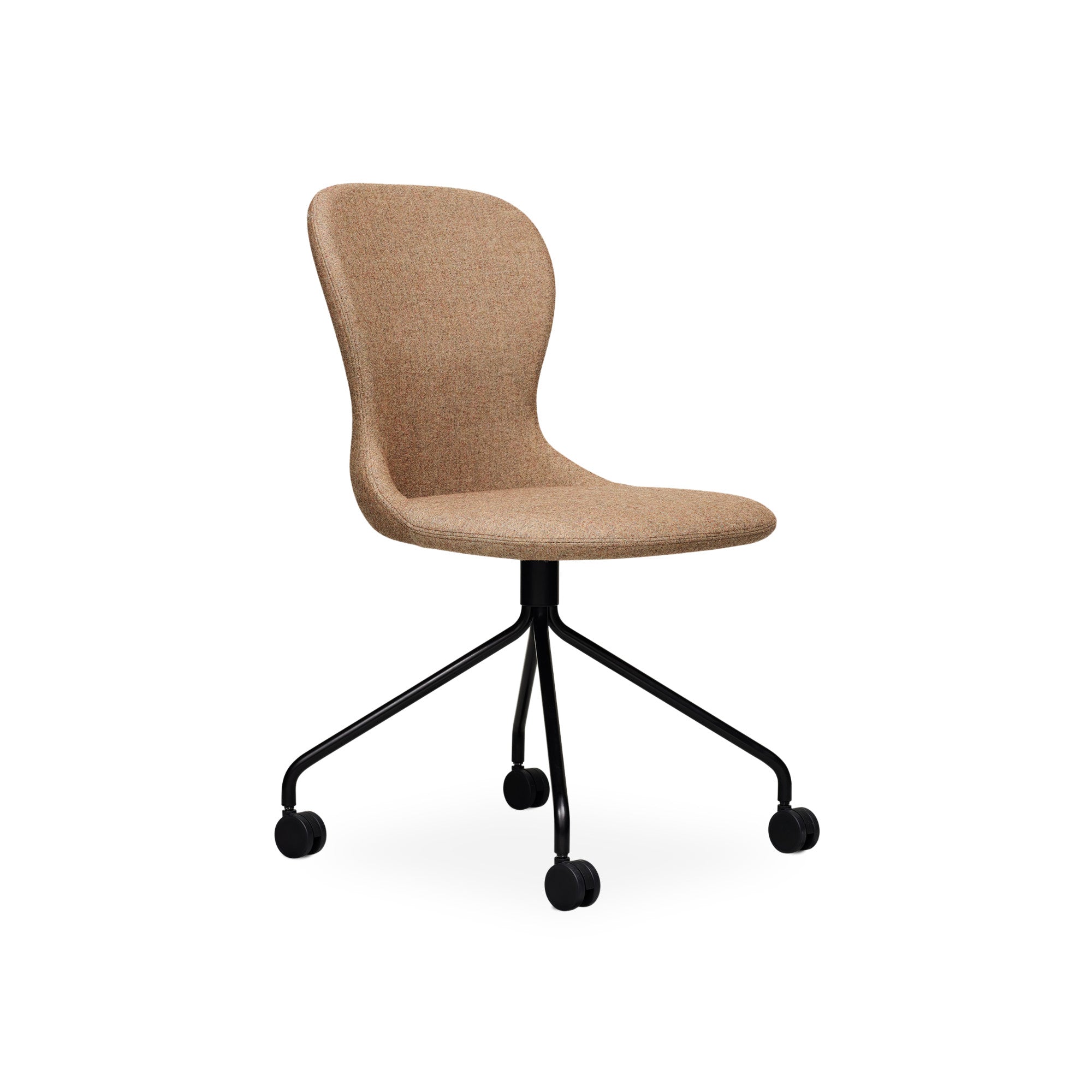 Myko Metal Legs with Wheels Chair - Fabric E (Melange Nap 221)-1