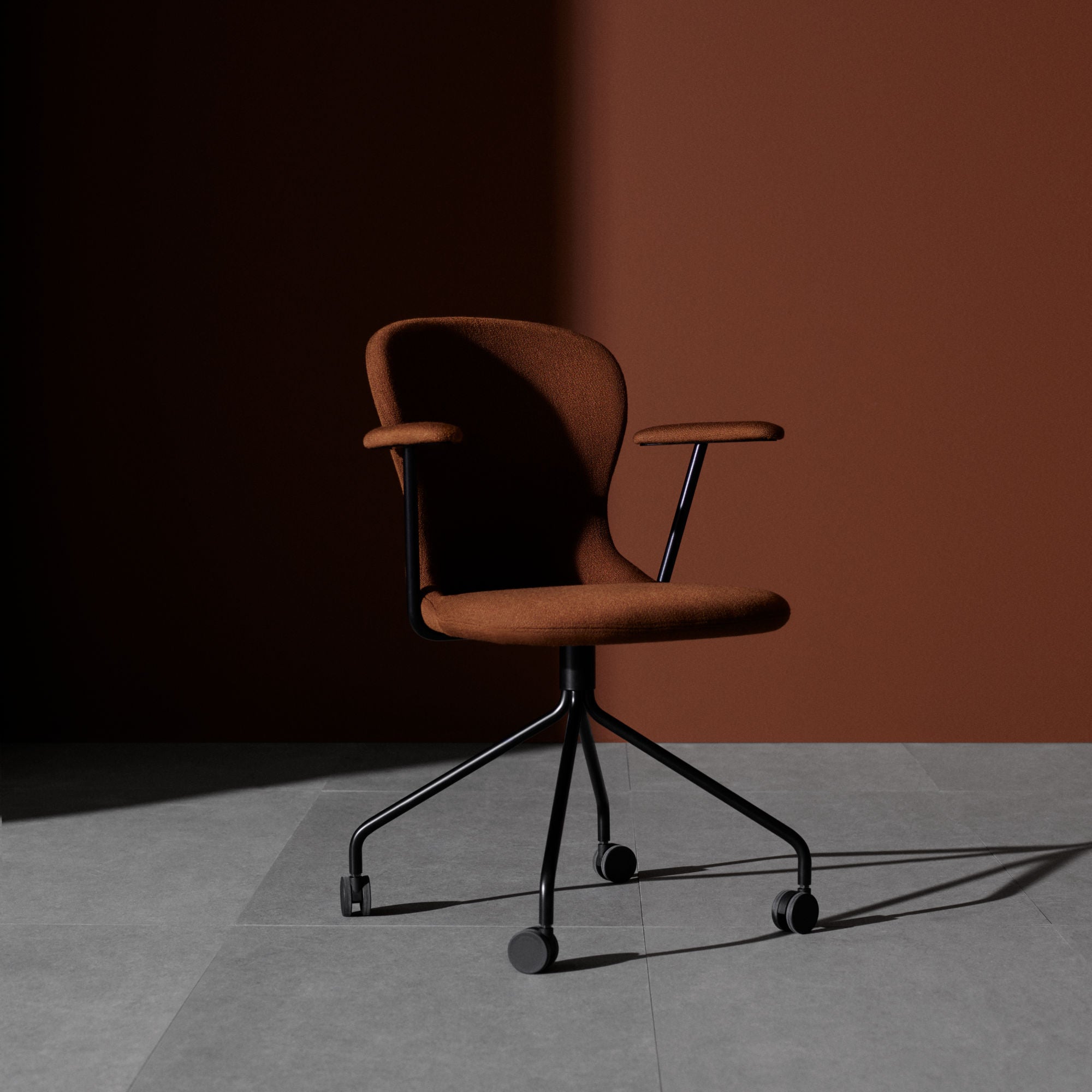 Myko Metal Legs with Wheels Chair - Fabric E (Melange Nap 221)-5