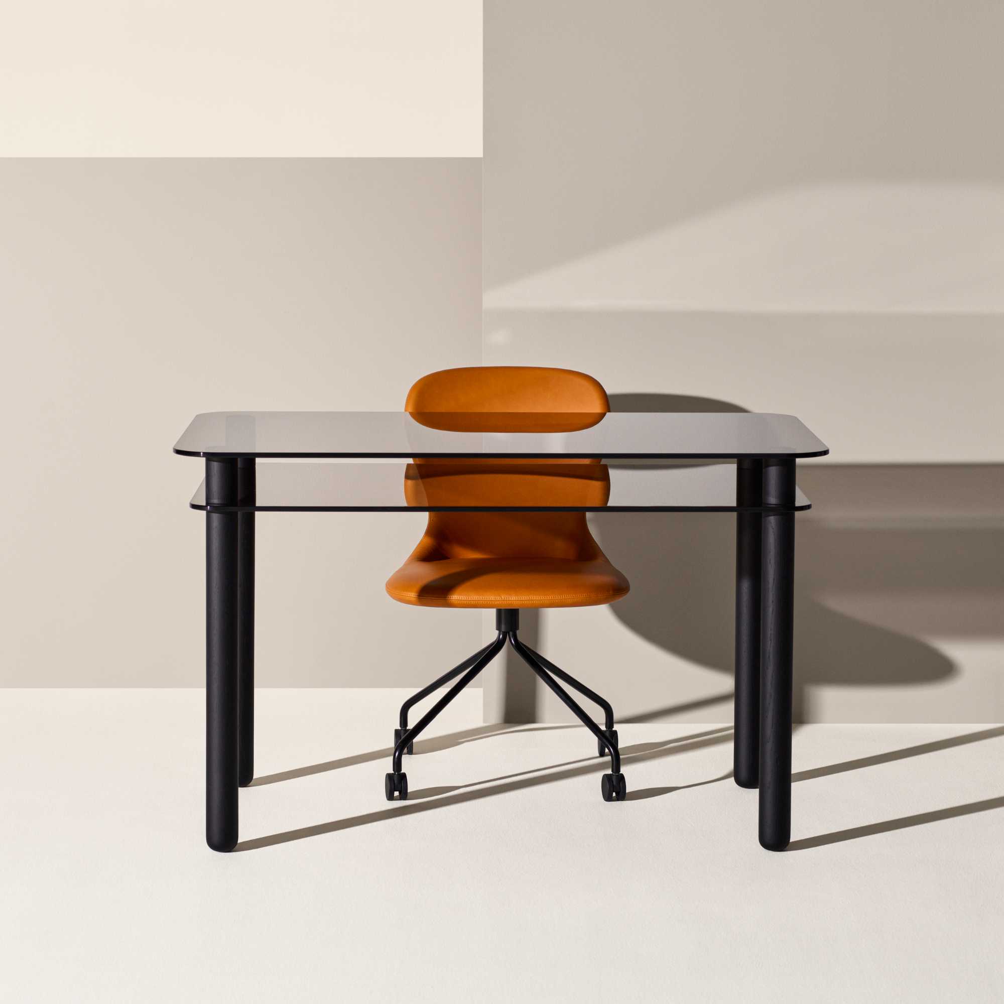 Myko Metal Legs with Wheels Chair - Fabric E (Melange Nap 221)-3