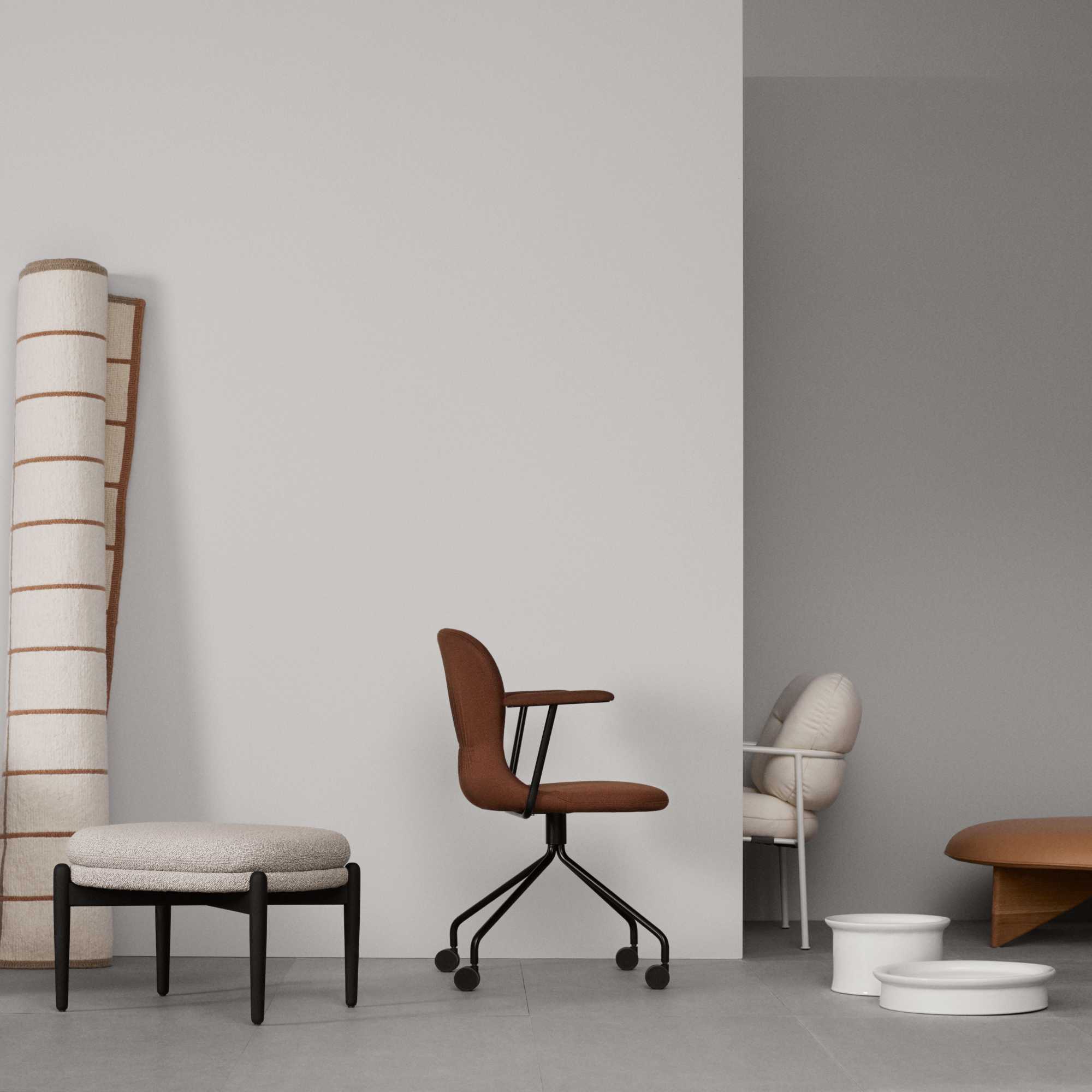 Myko Metal Legs with Wheels Chair - Leather Elmosoft 3 (Black 99999)-5