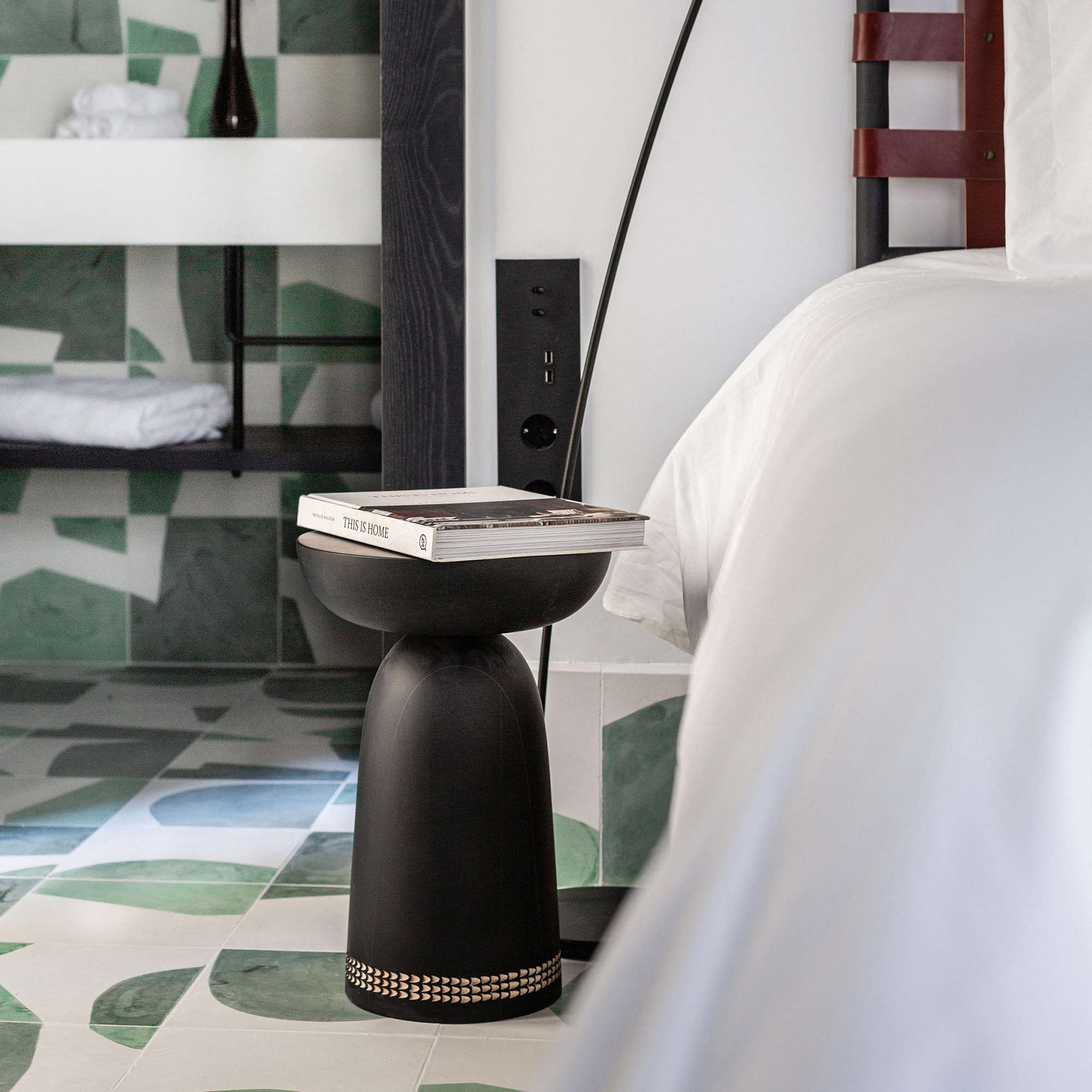 Nera Reshma 3 Rows Stool - Maple Black Stain